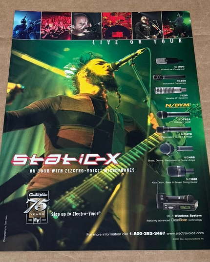 Electro-Voice Mics - STATIC-X - 2002 Print Advertisement