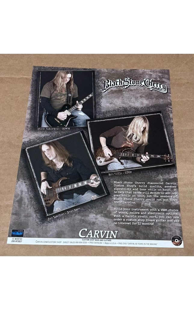 WELLS / ROBERTSON /LAWHON OF BLACK STONE CHERRY - CARVIN GUITARS - 2007 Print Ad