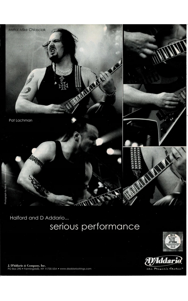 D'Addario Strings - PAT LACHMAN / MIKE CHLASCIAK of HALFORD - 2003 Print Ad