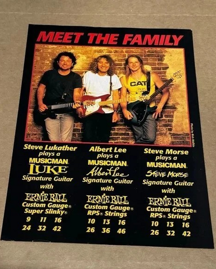 Ernie Ball / MUSIC MAN - STEVE MORSE / LUKATHER / ALBERT LEE - 1994 Print Ad