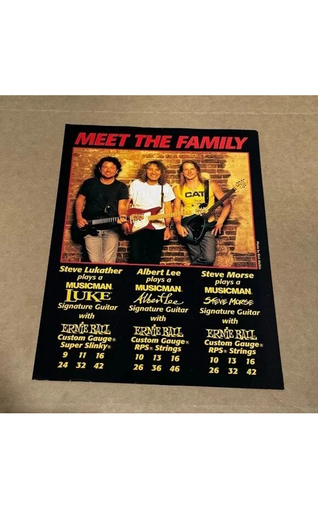 Ernie Ball / MUSIC MAN - STEVE MORSE / LUKATHER / ALBERT LEE - 1994 Print Ad