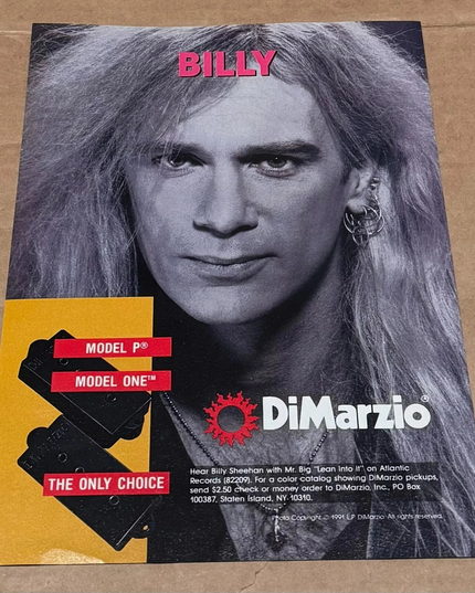 DiMarzio Pickups - BILLY SHEEHAN - 1991 Print Advertisement