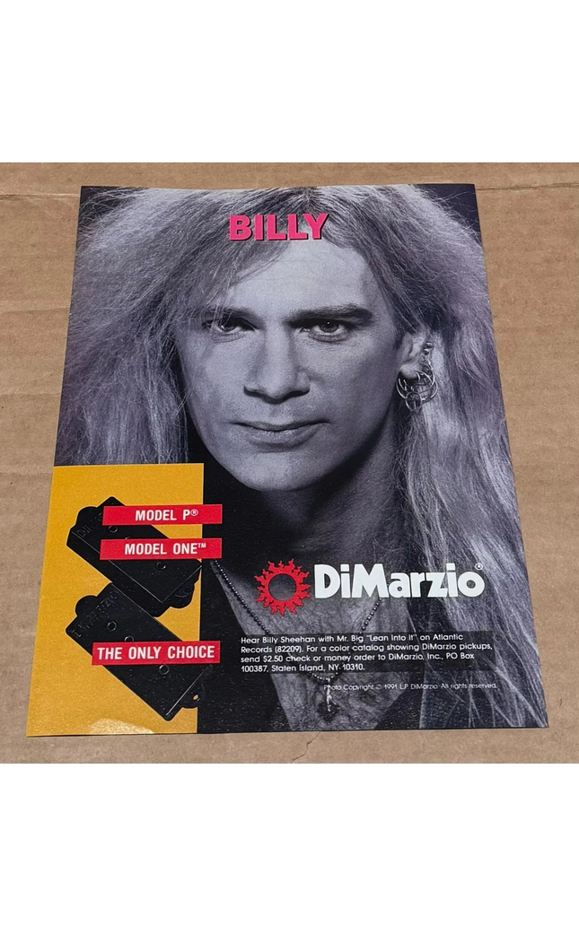 DiMarzio Pickups - BILLY SHEEHAN - 1991 Print Advertisement