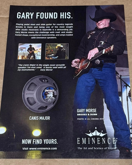 Eminence Speakers - Gary Morse of Brooks and Dunn - 2010 Print Ad