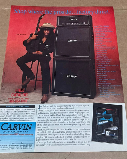 CARVIN AMPS - JON BUTCHER - 1991 Print Advertisement