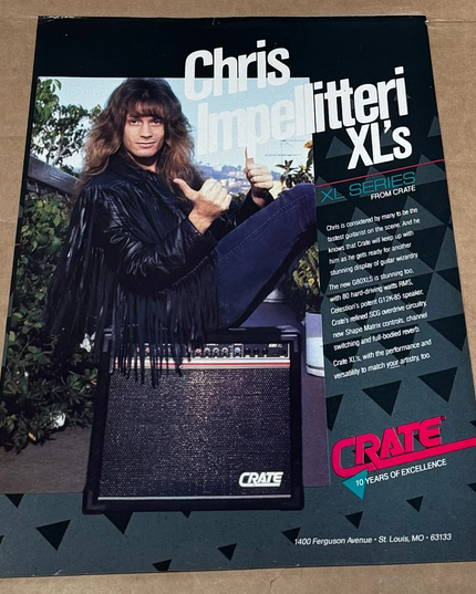 Chris Impellitteri - CRATE AMPS - 1989 Print Advertisement