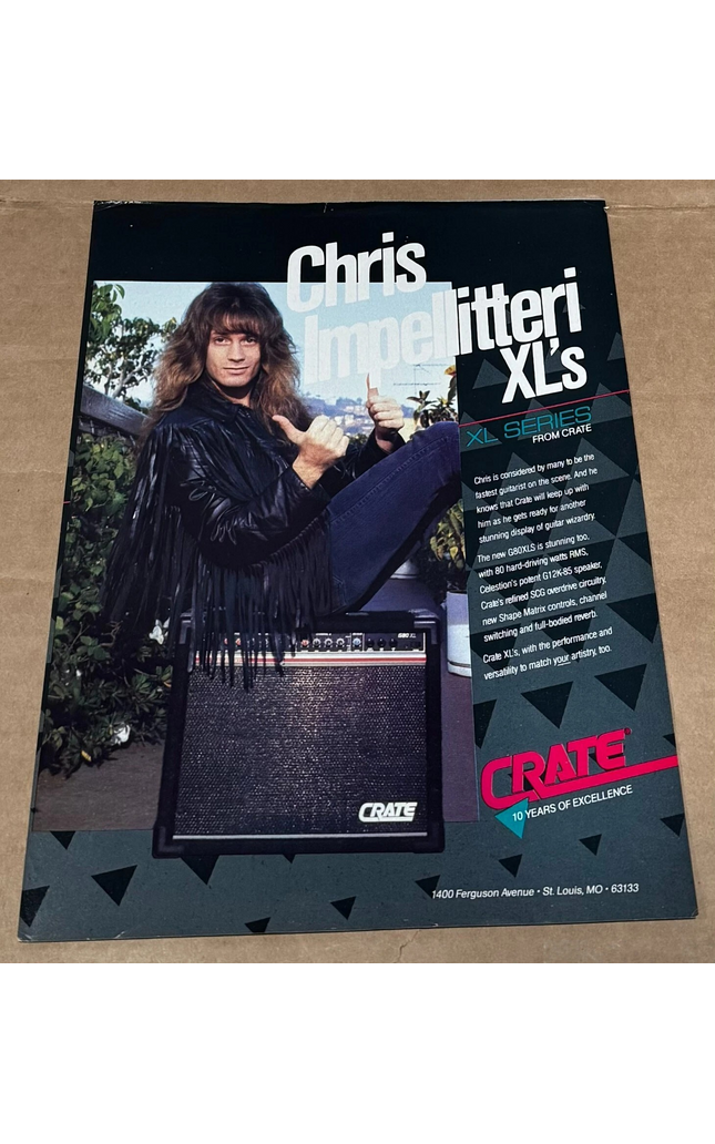 Chris Impellitteri - CRATE AMPS - 1989 Print Advertisement