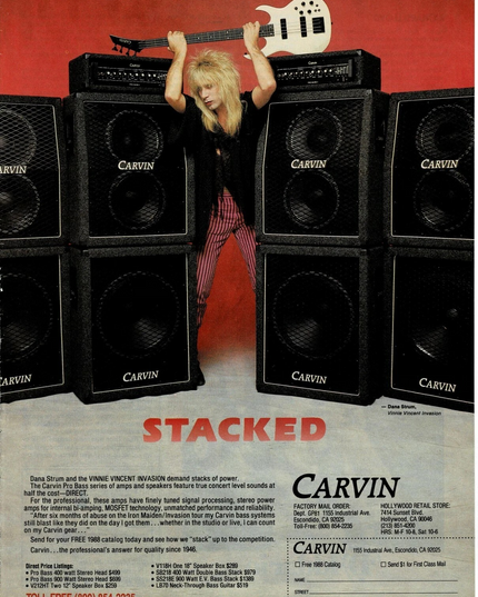 CARVIN AMPS - DANA STRUM OF VINNIE VINCENT INVASION - 1988 Print Ad