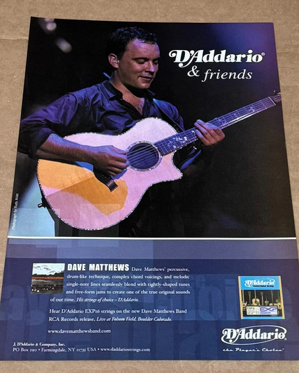 DAVE MATTHEWS - D'Addario Strings - 2003 Print Advertisement