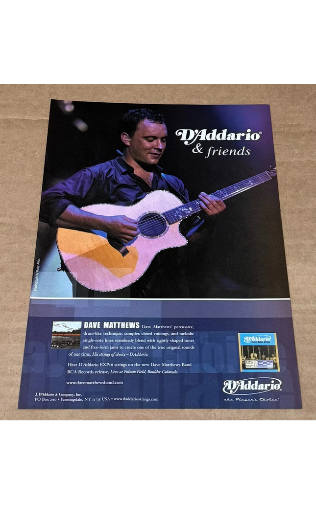 DAVE MATTHEWS - D'Addario Strings - 2003 Print Advertisement