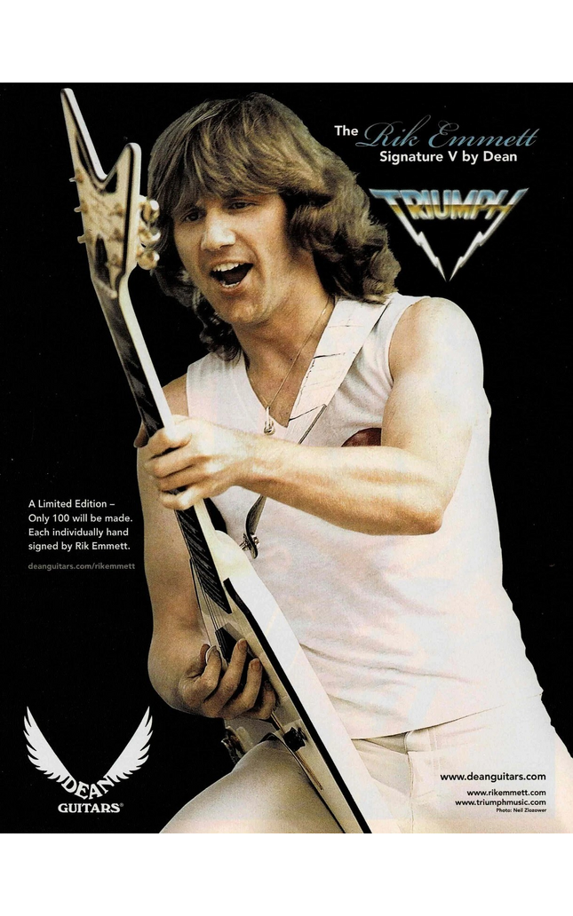 RIK EMMETT of TRIUMPH - DEAN GUITARS - SIGNATURE V - 2007 Print Ad