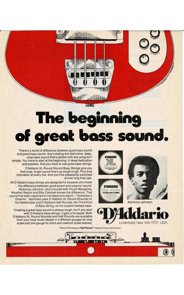 D'Addario Strings - ALPHONSO JOHNSON - Print Advertisement