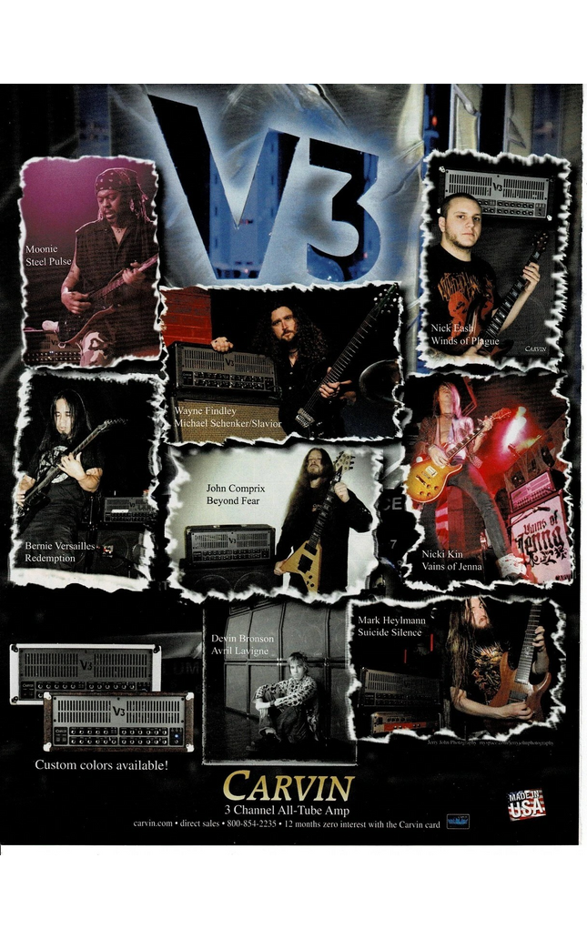 CARVIN AMPS - MOONIE / BRONSON / FINDLEY / COMPRIX / EASH - 2008 Print Ad