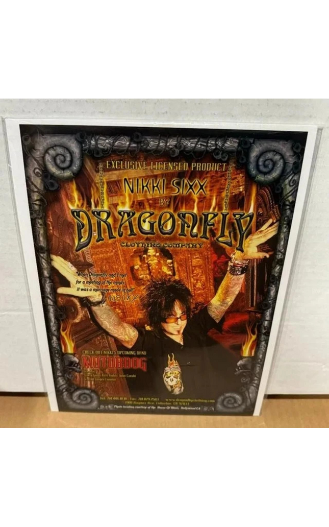 DRAGONFLY CLOTHING - NIKKI SIXX of MOTLEY CRUE - 2002 - Music Print Ad