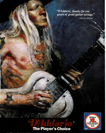 D'Addario Strings - JOHNNY WINTER - 1994 Print Advertisement