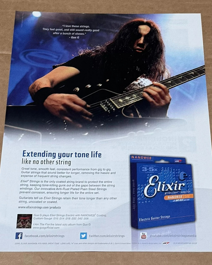 Elixir Strings - GUS G - 2014 Print Advertisement