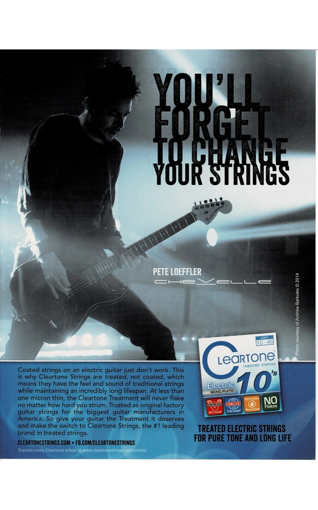 Pete Loeffler of Chevelle - Cleartone Strings - 2015 Print Advertisement