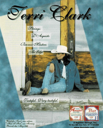 TERRI CLARK - D'Aquisto Strings - 1999 Print Advertisement