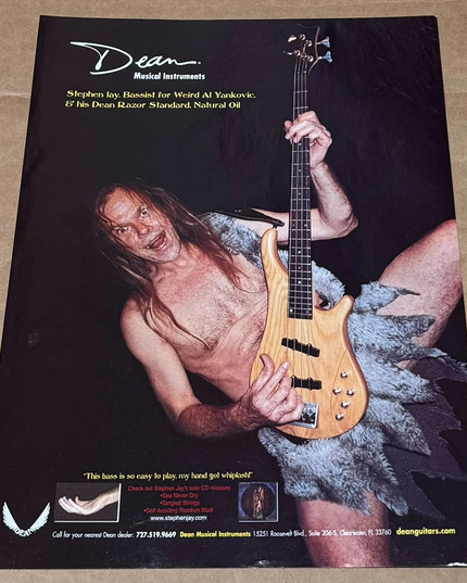 Stephen Jay of Weird Al Yankovic - Dean Musical Instruments - 2001 Print Advertisement