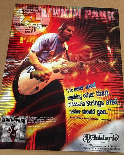 BRAD DELSON OF LINKIN PARK - D'Addario Strings - 2001 Print Advertisement