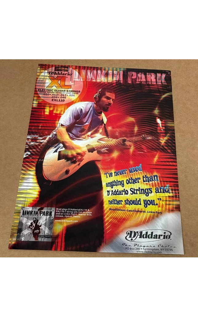BRAD DELSON OF LINKIN PARK - D'Addario Strings - 2001 Print Advertisement